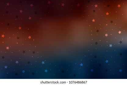 Dark Blue, Red vector cover with small and big stars. Modern geometrical abstract illustration with stars. The pattern can be used for websites.