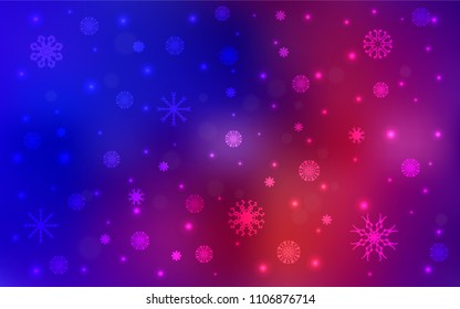 Dark Blue, Red vector cover with beautiful snowflakes. Shining colored illustration with snow in christmas style. The template can be used as a new year background.