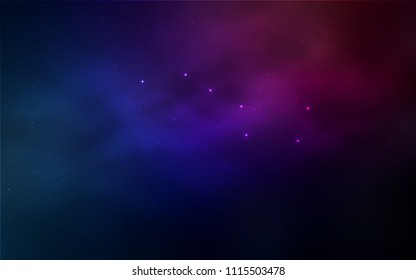 Dark Blue, Red vector cover with astronomical stars. Blurred decorative design in simple style with galaxy stars. Best design for your ad, poster, banner.