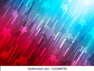 Dark Blue, Red vector cover with long lines. Shining colored illustration with narrow lines. Best design for your ad, poster, banner.