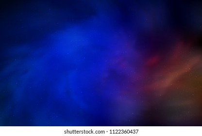 Dark Blue, Red vector cover with astronomical stars. Space stars on blurred abstract background with gradient. Pattern for astronomy websites.