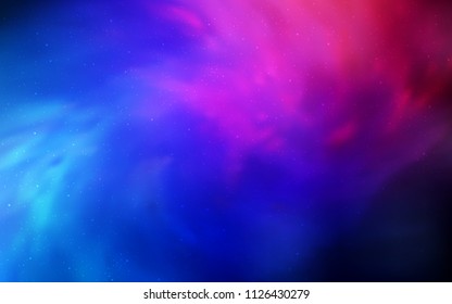 Dark Blue, Red vector cover with astronomical stars. Space stars on blurred abstract background with gradient. Pattern for astronomy websites.