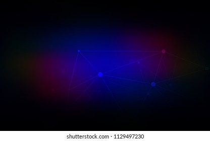 Dark Blue, Red vector cover with spots, lines. Colorful illustration with circles and lines in futuristic style. New design for ad, poster, banner of your website.