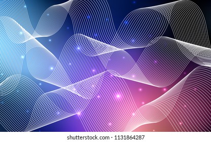 Dark Blue, Red vector cover with happy holiday ribbons. Confetti on blurred abstract background with colorful gradient. The template can be used as a background for postcards.