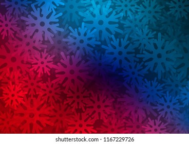 Dark Blue, Red vector cover with beautiful snowflakes. Glitter abstract illustration with crystals of ice. The pattern can be used for new year leaflets.