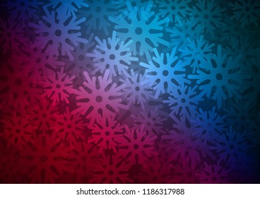 Dark Blue, Red vector cover with beautiful snowflakes. Decorative shining illustration with snow on abstract template. The template can be used as a new year background.