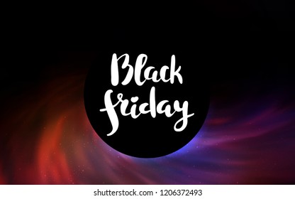 Dark Blue, Red vector cover with a black hole, nebula. Decorative design in space style with a black hole. Backdrop for Black Friday promotions.