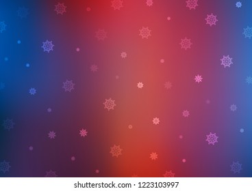 Dark Blue, Red vector cover with beautiful snowflakes. Shining colored illustration with snow in christmas style. The pattern can be used for new year ad, booklets.