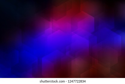 Dark Blue, Red vector cover with set of hexagons. Illustration with set of colorful hexagons. Pattern can be used for landing pages.