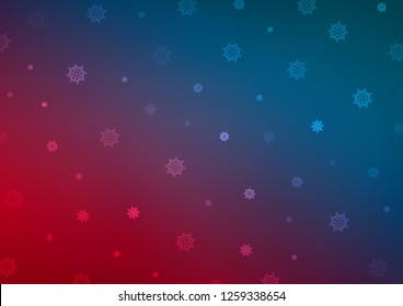 Dark Blue, Red vector cover with beautiful snowflakes. Shining colored illustration with snow in christmas style. The pattern can be used for year new  websites.