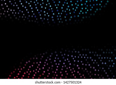Dark Blue, Red vector cover with symbols of gamble. Shining illustration with hearts, spades, clubs, diamonds. Pattern for ads of parties, events in Vegas.