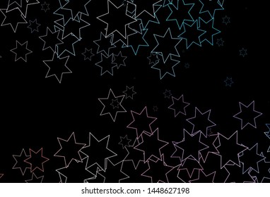 Dark Blue, Red vector cover with small and big stars. Glitter abstract illustration with colored stars. The template can be used as a background.