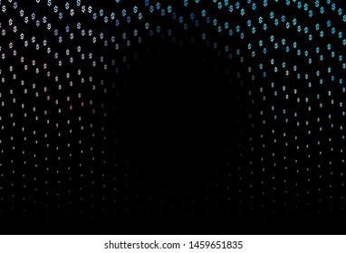 Dark Blue, Red vector cover with Dollar signs. Blurred design in with symbols of USD. Template for ads of markets, loans.
