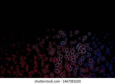 Dark Blue, Red vector cover with small and big stars. Modern geometrical abstract illustration with stars. Smart design for your business advert.