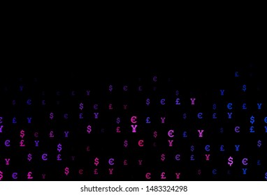 Dark Blue, Red vector cover with EUR, JPY, GBP signs. Shining colored illustration with EUR, JPY, GBP signs. Smart design for your business advert of economic, wealth.