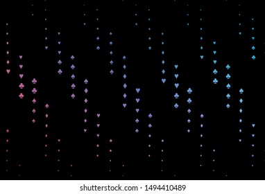 Dark Blue, Red vector cover with symbols of gamble. Blurred decorative design of hearts, spades, clubs, diamonds. Pattern for ads of parties, events in Vegas.