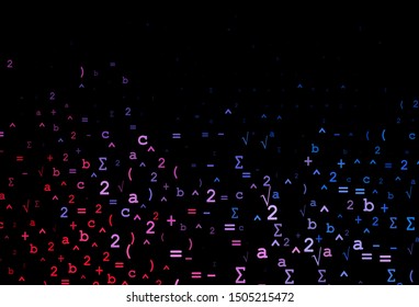 Dark Blue, Red vector cover with math elements. Shining colorful illustration with isolated Digit signs. Best design for your math college.