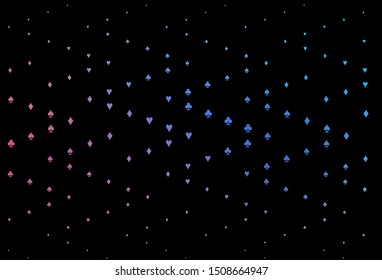 Dark Blue, Red vector cover with symbols of gamble. Colored illustration with hearts, spades, clubs, diamonds. Smart design for your business advert of casinos.