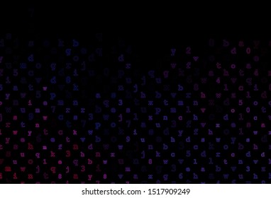 Dark Blue, Red vector cover with english letter symbols. Abstract illustration with colored latin alphabet. The pattern can be used for ad, booklets, leaflets of education.