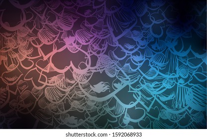 Dark Blue, Red vector cover with Shining hearts. Decorative shining illustration with hearts on abstract template. Pattern for carnival, festival romantic leaflets.