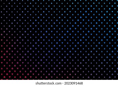 Dark blue, red vector cover with symbols of gamble. Colored illustration with hearts, spades, clubs, diamonds. Smart design for your business advert of casinos.