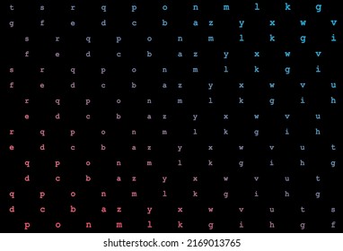 Dunkelblau, rote Vektorgrafik mit englischen Symbolen. Farbige Illustration mit einzelnen Buchstaben. Kluges Design für Ihre Business-Werbung der Universität.