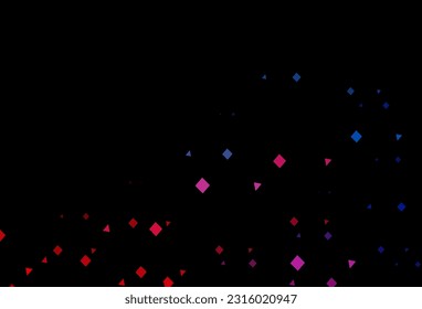 Dark blue, red vector cover in polygonal style with circles. Abstract gradient illustration with circles, triangles, cubes. Template for wallpapers.