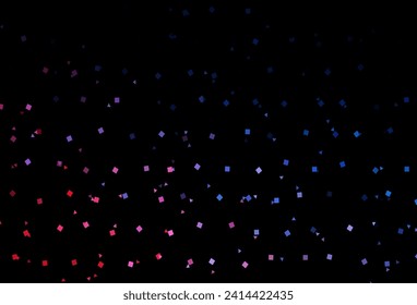 Azul oscuro, cubierta vectorial roja en estilo poligonal con círculos. Ilustración abstracta con puntos coloridos, líneas, cubos. Plantilla moderna para su página de inicio.