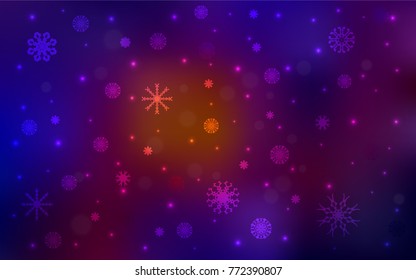 Dark Blue, Red vector cover with beautiful snowflakes. Shining colored illustration with snow in christmas style. The pattern can be used for new year leaflets.