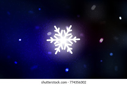 Dark Blue, Red vector cover with beautiful snowflakes. Decorative shining illustration with snow on abstract template. The template can be used as a new year background.