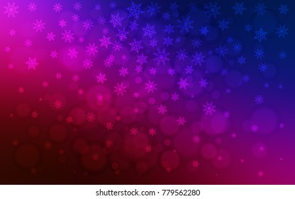 Dark Blue, Red vector cover with beautiful snowflakes. Glitter abstract illustration with crystals of ice. New year design for your ad, poster, banner.