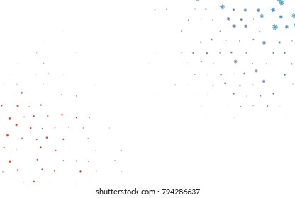 Dark Blue, Red vector cover with beautiful snowflakes. Snow on blurred abstract background with gradient. The pattern can be used for year new  websites.