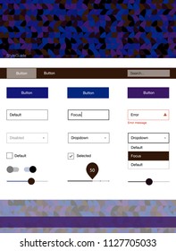 Dark Blue, Red vector design ui kit with dots. Web ui kit with abstract gradient circles in its header. This template you can use for landing pages.