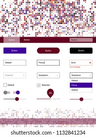 Dark Blue, Red vector design ui kit with dots. Beautiful ui ux kit with colorful dots in its header. This template you can use for landing pages.