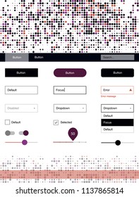 Dark Blue, Red vector design ui kit with dots. Web ui kit with abstract gradient circles in its header. This sample is for your website.
