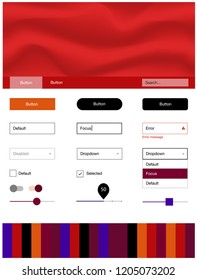 Dark Blue, Red vector design ui kit with curved circles. Colorful illustration in abstract memphis style with gradient. This template you can use for landing pages.
