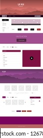 Dark Blue, Red vector design ui kit with landscape. Decorative ui kit design in abstract style with colorful rocks. Template for website of outdoor activities.