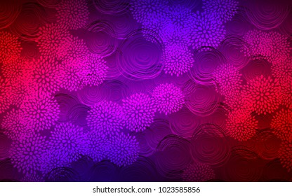 Dark Blue, Red vector doodle blurred template. A vague abstract illustration with flowers in doodles style. The pattern can be used for heads of websites and designs.