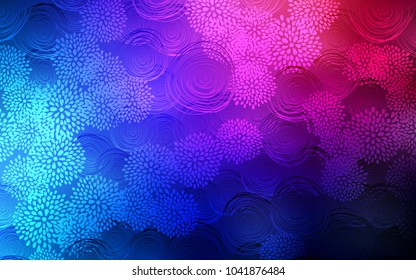 Dark Blue, Red vector doodle blurred pattern. A completely new color illustration in doodle style with flowers. Hand painted design for web, wrapping, wallpaper.