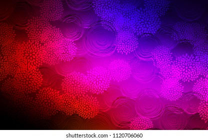 Dark Blue, Red vector doodle bright pattern. Creative illustration in blurred style with flowers. The pattern can be used for wallpapers and coloring books.