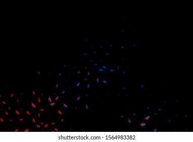 Dark Blue, Red vector doodle layout. Pattern with gradient colorful leaves in natural style. Brand new design for your business.