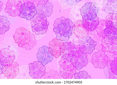Dark Blue, Red vector doodle pattern with leaves. Shining colored illustration with flowers. A new texture for your wallpaper design.