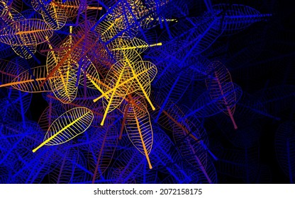 Dark Blue, Red vector doodle template with leaves. Modern geometrical abstract illustration with leaves. New design for your business.
