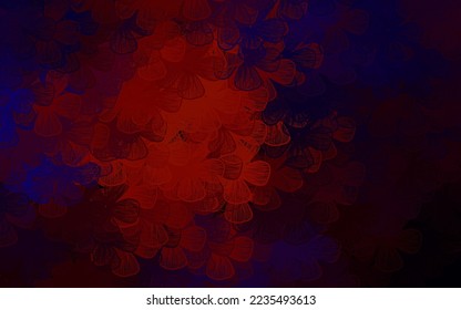 Dark Blue, Red vector doodle texture with trees, branches. Flowers in natural style on white background. The best design for your business.