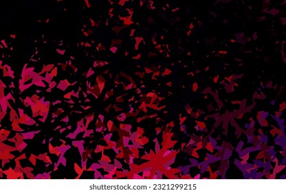 Dark Blue, Red vector doodle texture with flowers, leaves. Doodle illustration of leaves and flowers in Origami style. Elegant pattern for your brand book.