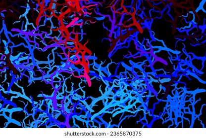 Dark Blue, Red vector doodle layout with branches, leaves. Leaves and branches with gradient on white background. Pattern for wallpapers, coloring books.