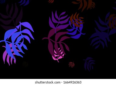 Dark Blue, Red vector elegant wallpaper with leaves. Shining colored illustration with leaves in doodle style. New design for your business.