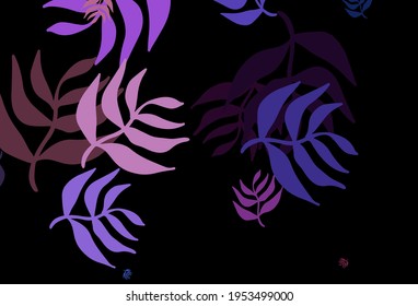 Dark Blue, Red vector elegant background with leaves. A vague abstract illustration with leaves in doodles style. A new texture for your wallpaper design.