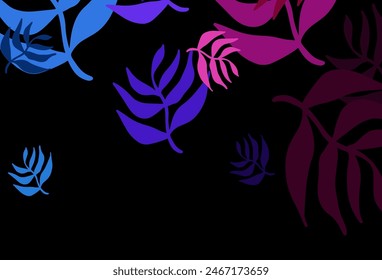 Dark Blue, Red vector elegant background with leaves. Doodle illustration of leaves in Origami style with gradient. Hand painted design for web, wrapping.