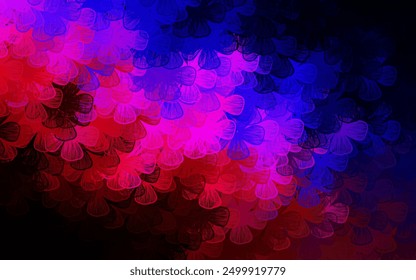 Dunkelblau, roter Vektor, elegantes Muster mit Bäumen, Ästen. Bunte Illustration im Doodle-Stil mit Blumen. Neues Design für Ihr Unternehmen.